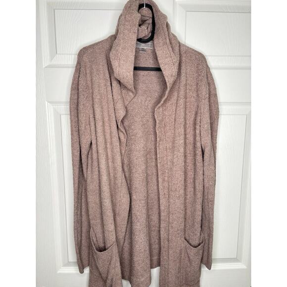 Barefoot Dreams Resort Cardi Hooded brown Knit Sweater CozyChic Lite Sz MED - Picture 7 of 10